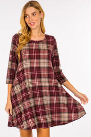 60 PQ-Z {Plaid Frenzy} Burgundy Plaid Dress SALE!!  PLUS SIZE 1X 2X 3X