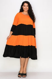 22 CP-E {Let Me Be Frank} Orange/Black Tiered Dress PLUS SIZE 1X 2X 3X