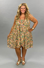 65 SV-A {Look At Me Now} "UMGEE" Sale! Sunkist Mix Fully Lined Hi-Lo Dress PLUS SIZE XL 1XL 2XL