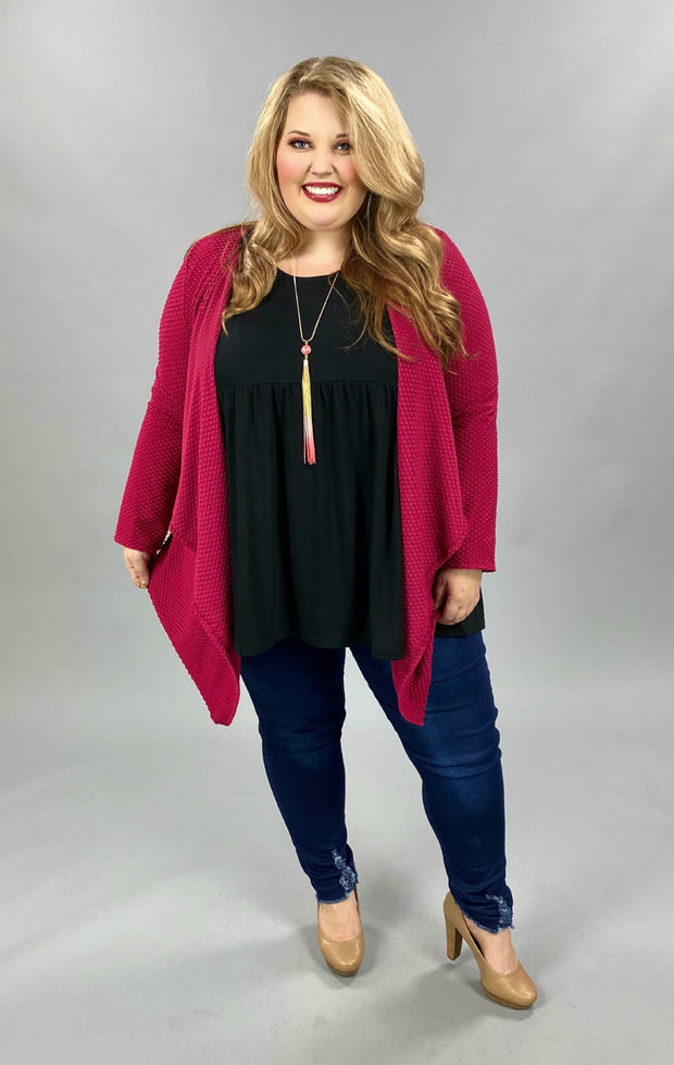 22 OT-B {Playful Playlist} Magenta Cardigan PLUS SIZE XL 2X 3X