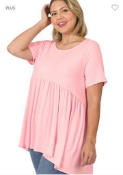 34 SSS-C {Feeling The Love} Dusty Pink Babydoll Tunic PLUS SIZE 1X 2X 3X