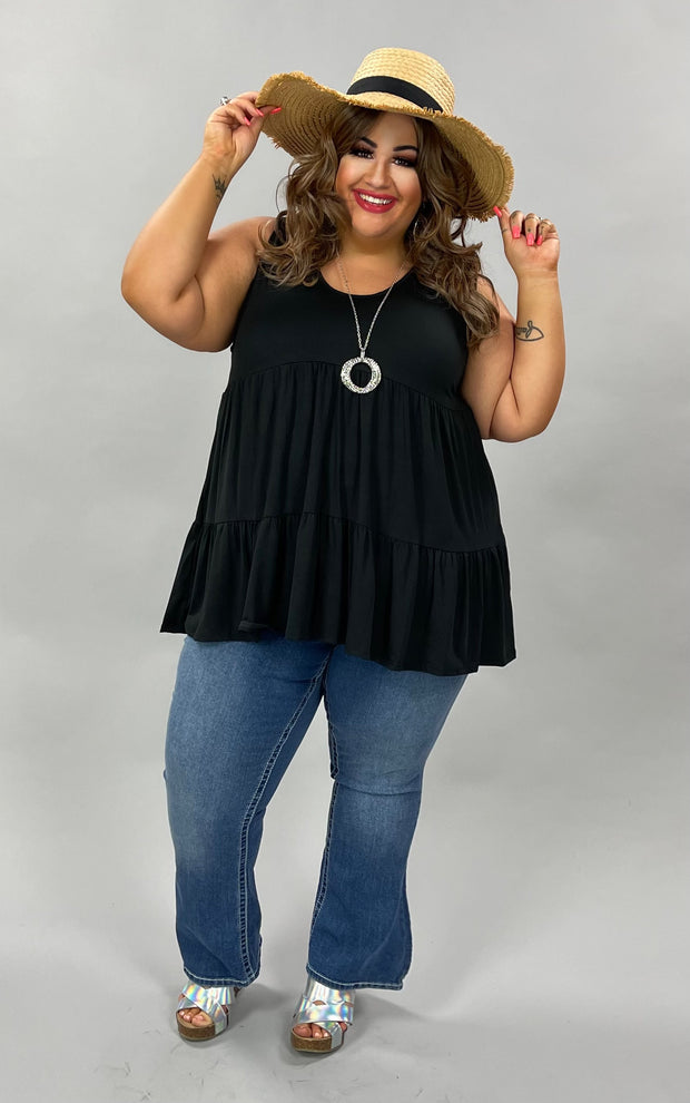 84 SV-C {Just Imagine} Black Tiered Sleeveless Top PLUS SIZE 1X 2X 3X  SALE!!!!