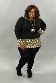 17 CP-M {Make It Up} Black ***SALE***With Leopard Detail Tunic PLUS SIZE XL 2X 3X