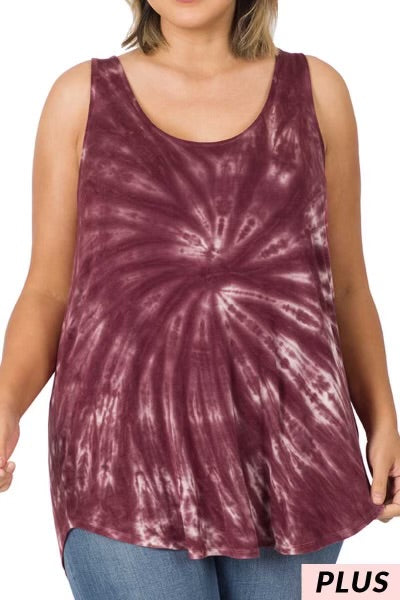 22 SV-R {Take It From Me} Burgundy Tie Dye Top PLUS SIZE 1X 2X 3X