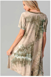 PSS-V {Down By The River} SALE! Olive & Tan Tie Dye Dress BUTTER SOFT PLUS SIZE XL 2X 3X