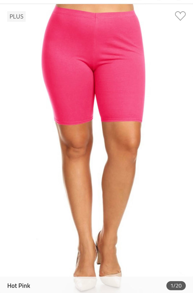 LEG-   {Confident Choice} Pink Biker Shorts PLUS SIZE 1X 2X 3X