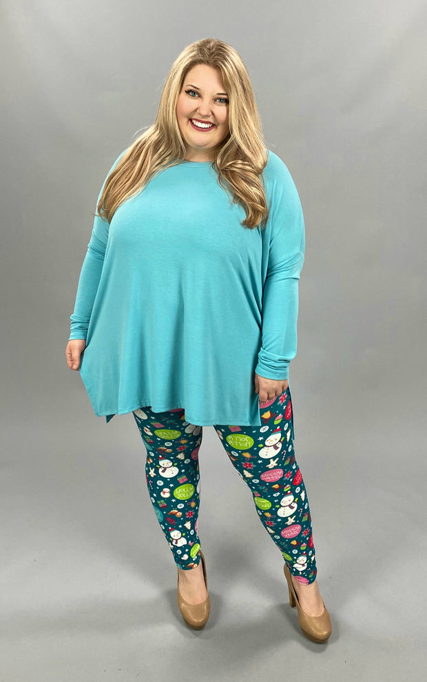 59 OR 25 SLS-D {A Step Back} Teal Long Sleeve Top PLUS SIZE XL 2X 3X