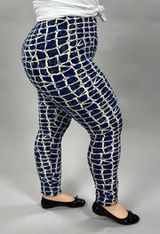 BIN 98 {Incredible Design} Navy Print Leggings EXTENDED PLUS SIZE 3X/5X