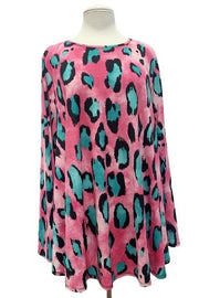 51 PLS-R {Make A Choice} Fuchsia Animal Print Top EXTENDED PLUS 3X 4X 5X