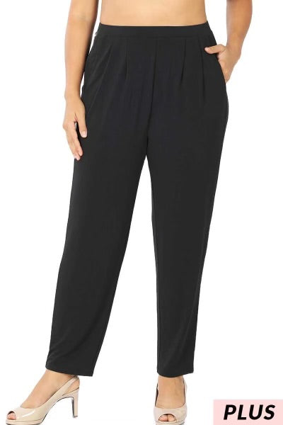 LEG-69  {Never Wander Far} Black Pleated Dress Pants PLUS SIZE 1X 2X 3X