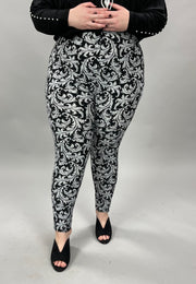 LEG-X  {Glance Of Elegance} Black/Gray Print Leggings EXTENDED PLUS SIZE 3X/5X