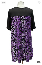 73 CP-S {Keeping Traditions} Black Purple Animal Print Top EXTENDED PLUS SIZE 1X 2X 3X 4X 5X