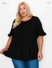 77 SSS-B {Captured Beauty} Black Babydoll Top CURVY BRAND!!! EXTENDED PLUS SIZE 4X 5X 6X