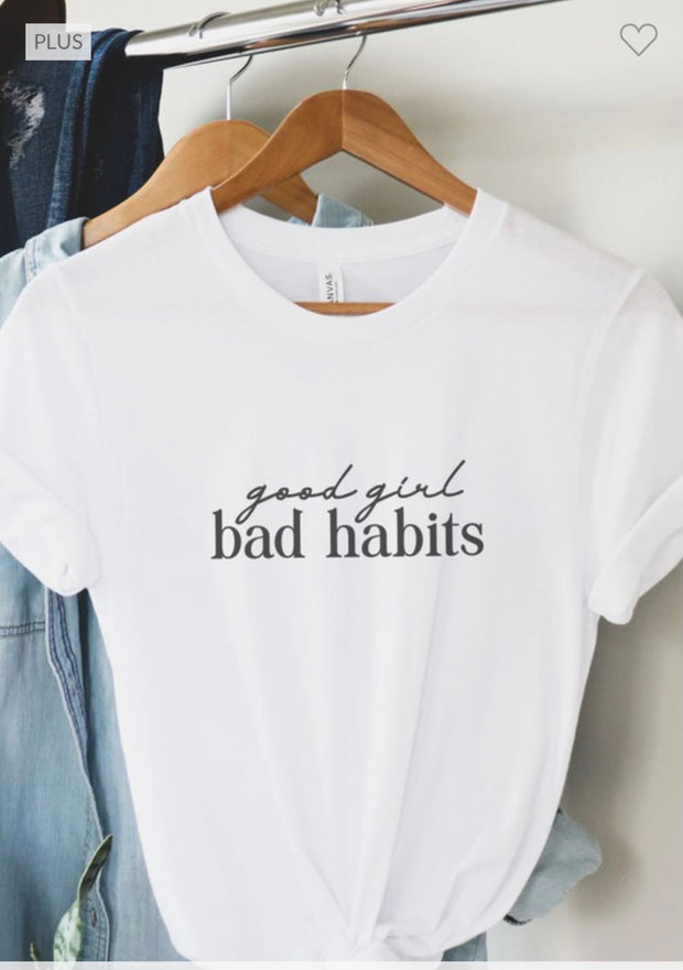 52 GT-J {Good Girl Bad Habits} White Graphic Tee PLUS SIZE 3X