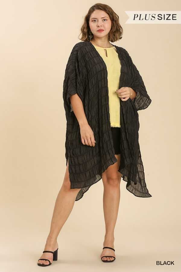 39 OT-D {Hand Picked For You} Umgee Black Kimono PLUS SIZE XL/1X  1X/2X