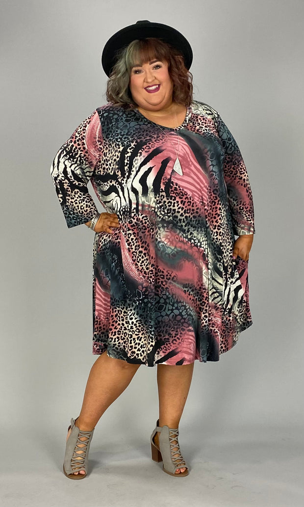 58 PQ-Z {Ready To Style} Multi-Color Animal Print Dress EXTENDED PLUS SIZE 3X 4X 5X