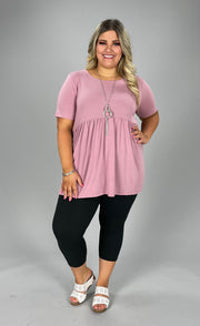 43 SSS-M {Feeling The Love} Light Rose  Babydoll Tunic PLUS SIZE 1X 2X 3X