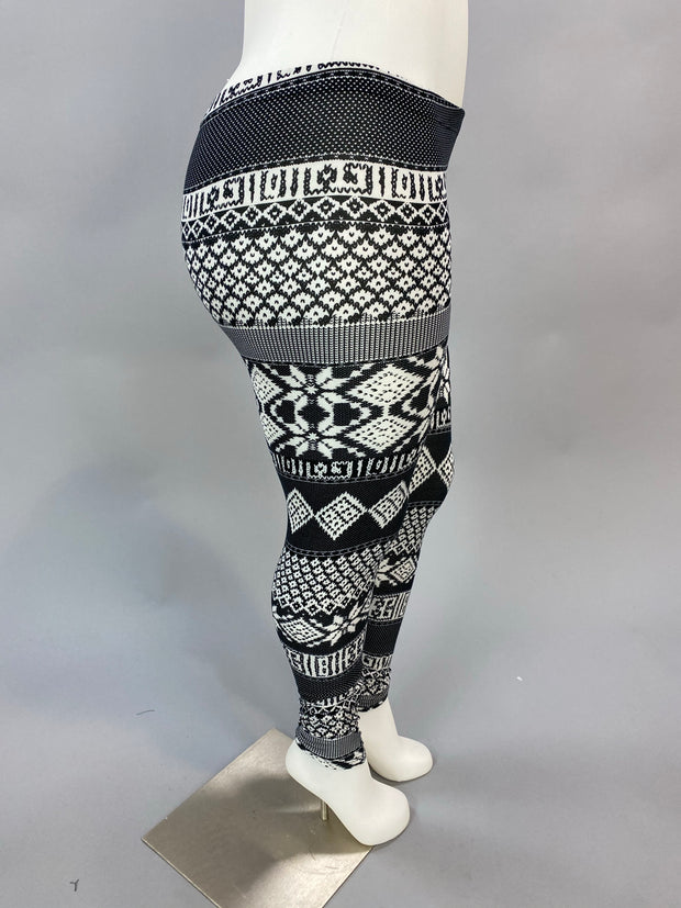 LEG 99 Black/White Snowflake Print Leggings SALE!!!