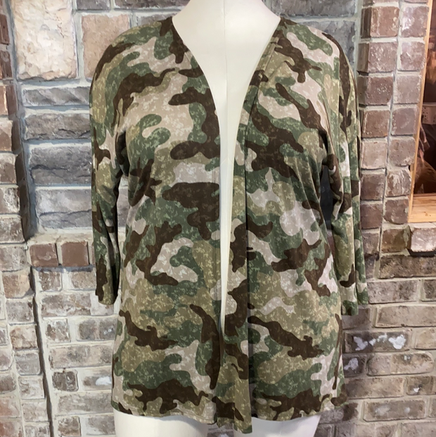 21 OT-X {Hide From Me} Olive Moss Camo Print Cardigan PLUS SIZE XL 2X 3X