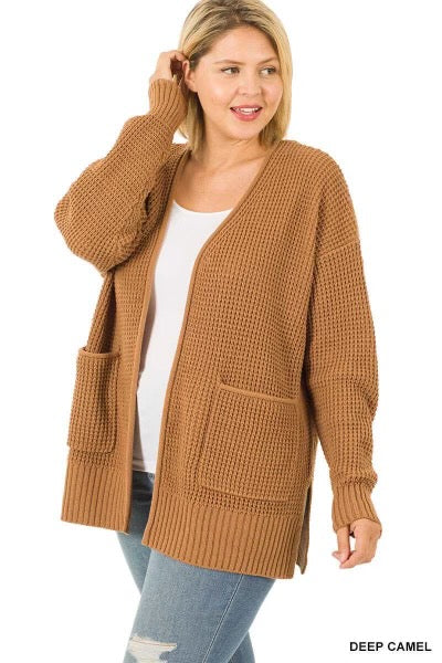 31 OR 57 OT-E {Leading Lady} CAMEL Waffle Knit Cardigan SALE!!PLUS SIZE 1X 2X 3X