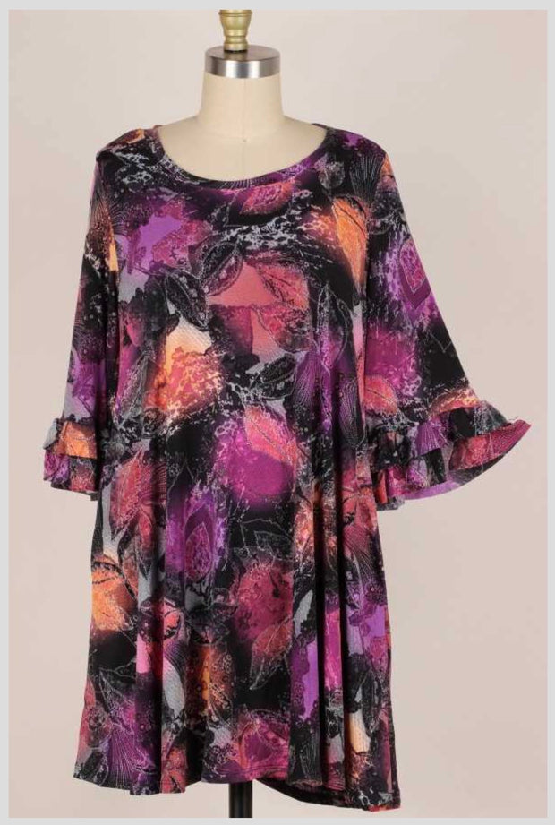 82 PQ-D {Solutions} PURPLE ***FLASH SALE***Print Tunic PLUS SIZE 1X 2X 3X