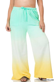 LEG -98   {Always Around Me} Mint Dip-Dye Flare Leg Joggers PLUS SIZE 1X 2X 3X