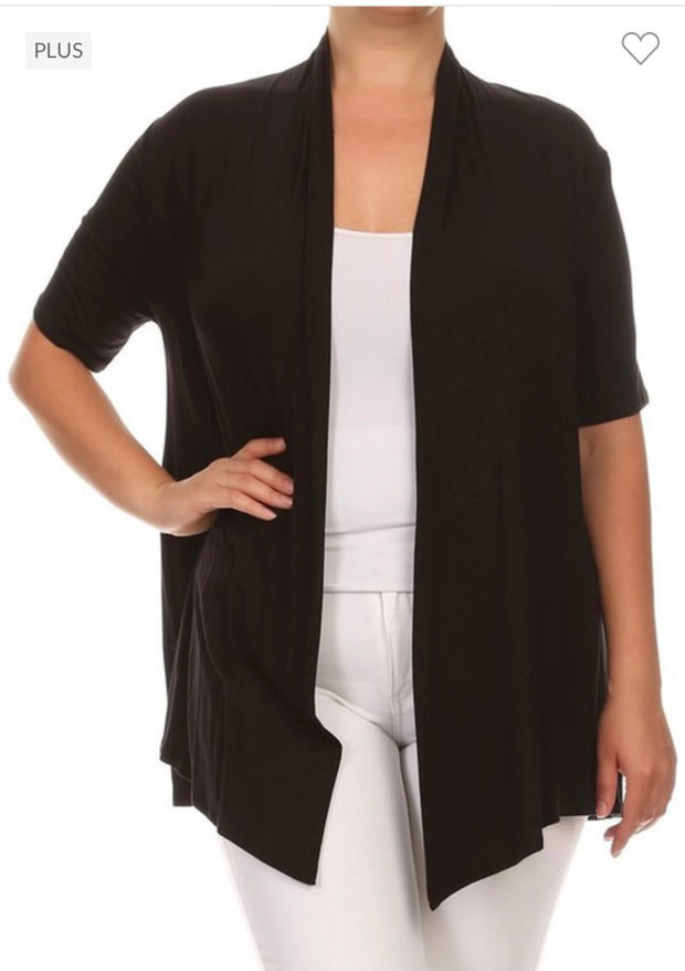 11 OT-B {Splendid Day} Black Short Sleeve Cardigan PLUS SIZE 1X 2X 3X