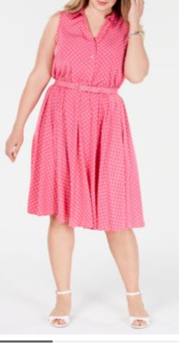 LD-D M-109  {Charter Club} Pink Polka Dot Dress Retail €99.50 PLUS SIZE 22W