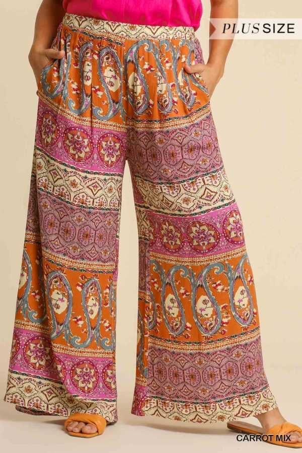 BT-C {Hippie Baby) UMGEE Multi Printed Palazzo Pants PLUS SIZE XL 1X 2X