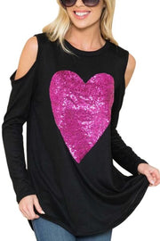 26 OS-A {The Heart Speaks} Black Open Shoulder Heart Top PLUS SIZE 1X 2X 3X