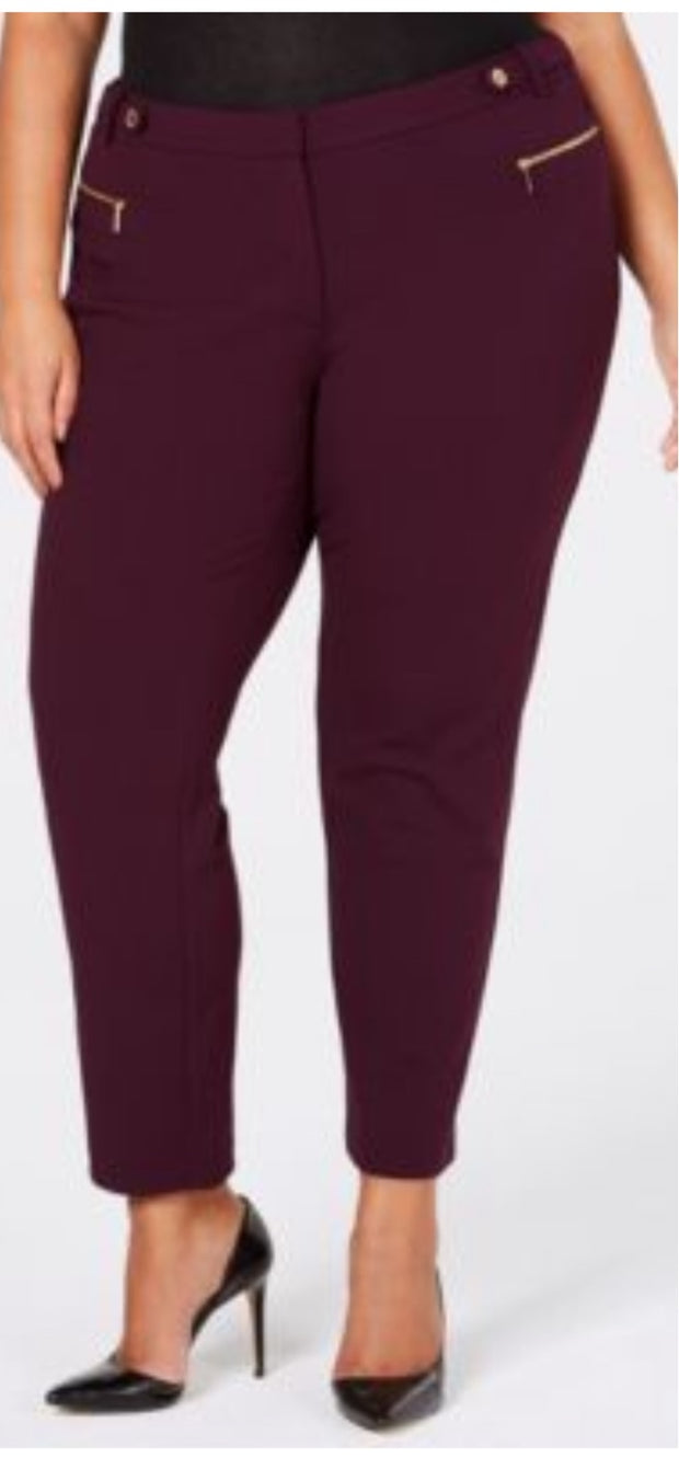 BT-GM-109  {Calvin Klein} Plum Zip Pocket Pants Retail $99.50 PLUS SIZE 20W