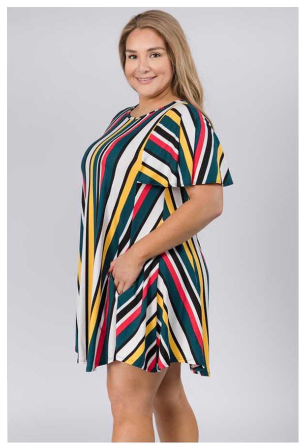 PSS-C {Charming Lady} Multi Color Vertical Stripe Tunic *SALE!!* PLUS SIZE 1X 2X 3X