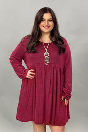 35 SLS-N {Candy Love} Burgundy Babydoll Dress PLUS SIZE 1X 2X 3X