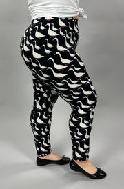 BIN 98 {Bye Bye Birdie} Black Bird Print Leggings EXTENDED PLUS SIZE 3X/5X