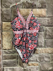 SWIM-M {Secret Keeper} Black Floral 1 Piece Swimsuit PLUS SIZE 2X 3X