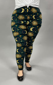 LEG-98  {When You See It} Hunter Green Print Leggings EXTENDED PLUS SIZE 3X/5X