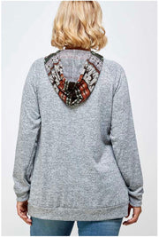 17 HD-B {Winter Chill} Grey Reindeer Print Hoodie SALE!! PLUS SIZE XL 2X 3X