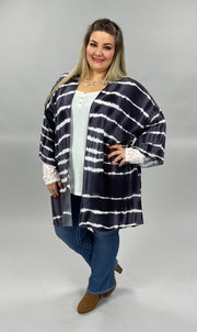 15 OT-B {Set In Motion} Charcoal Gray ***SALE***Tie Dye Kimono PLUS SIZE 1X 2X 3X