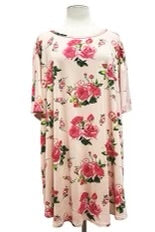 11 PSS-M {Buy Me Roses} Peach Floral Print Tunic EXTENDED PLUS SIZE 3X 4X 5X