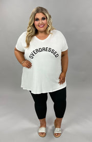 77 GT {OVERDRESSED} White V-NECK Graphic Tee CURVY BRAND!! EXTENDED PLUS SIZE 3X 4X 5X 6X