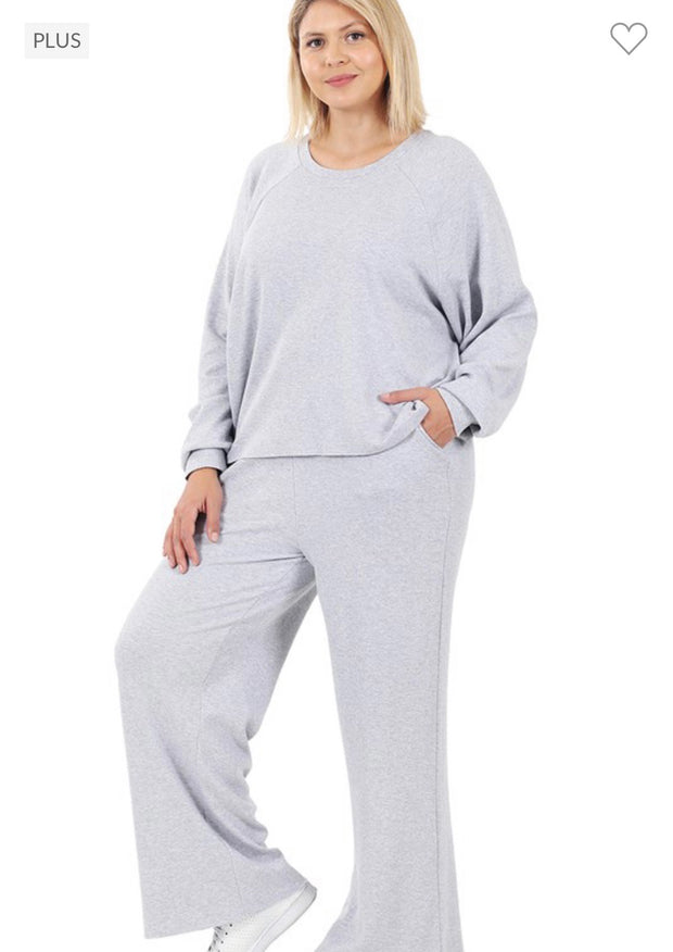 17 OR 56 SET-A {Carefree Confidence} Grey Sweat Set Plus Size 1X 2X 3X