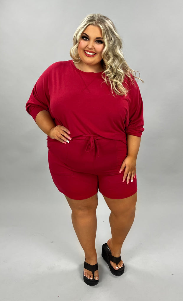 21 SET-C {The Good Life} Red Long Sleeve Short Set SALE!!!  PLUS SIZE 1X 2X 3X