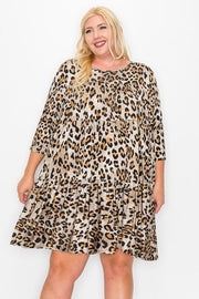 60 PQ-Z {Any Questions} Leopard Print Tiered Dress EXTENDED PLUS SIZE 3X 4X 5X