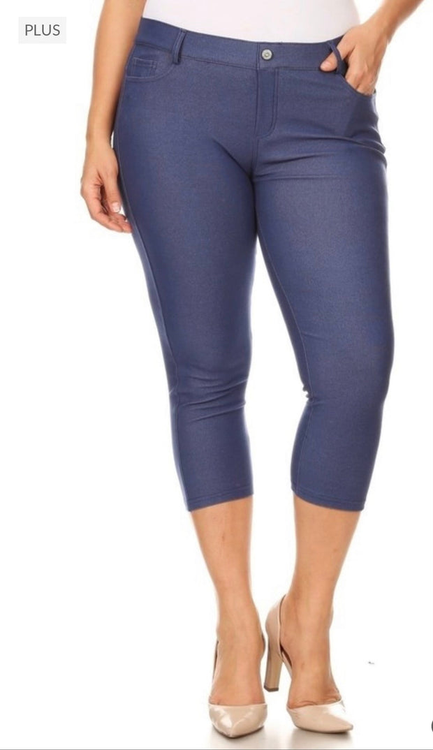 LEG {Navy Revolution} Navy Blue Capri Length Jeggings PLUS SIZE 1X 2X 3X