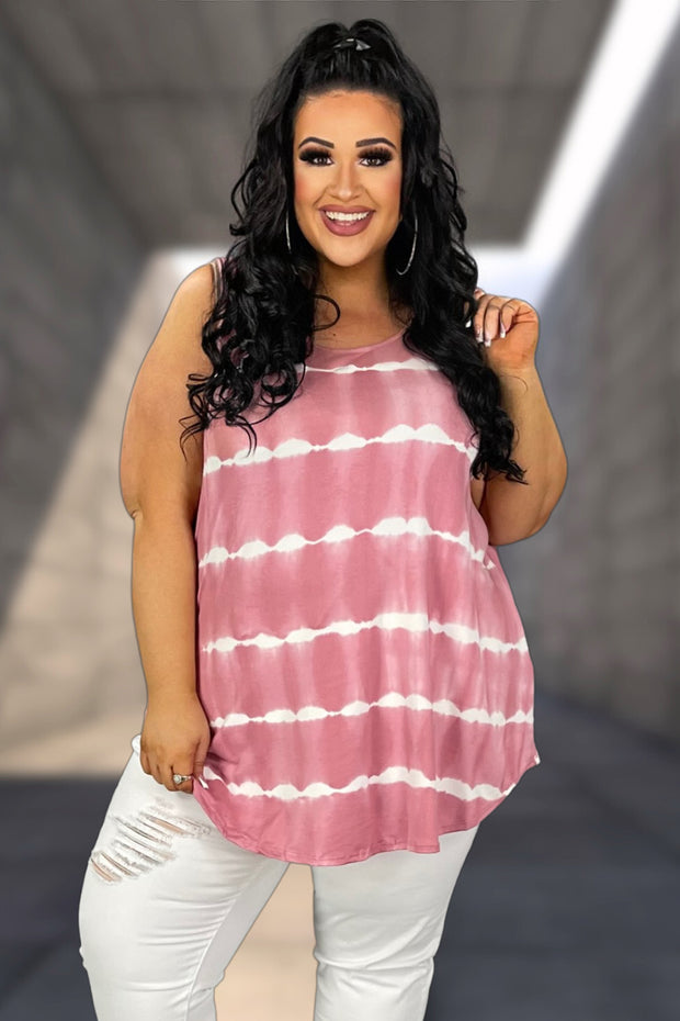 27 SV-W {Lucky To Be Here} Mauve Tie Dye Top  PLUS SIZE 1X 2X 3X