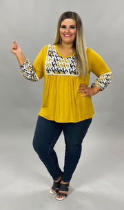 93 CP-E {Block Party} Mustard/Houndstooth Print Top PLUS SIZE 1X 2X 3X SALE!!!