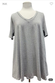 95 SSS-F {Solid Requirements} Heather Grey Solid Top EXTENDED PLUS SIZE 3X 4X 5X