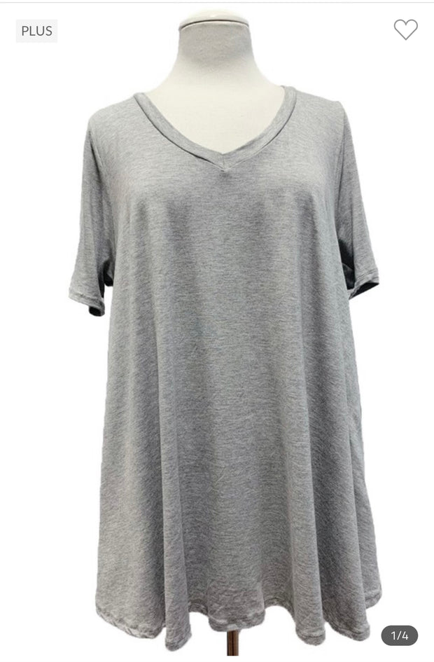 95 SSS-F {Solid Requirements} Heather Grey Solid Top EXTENDED PLUS SIZE 3X 4X 5X