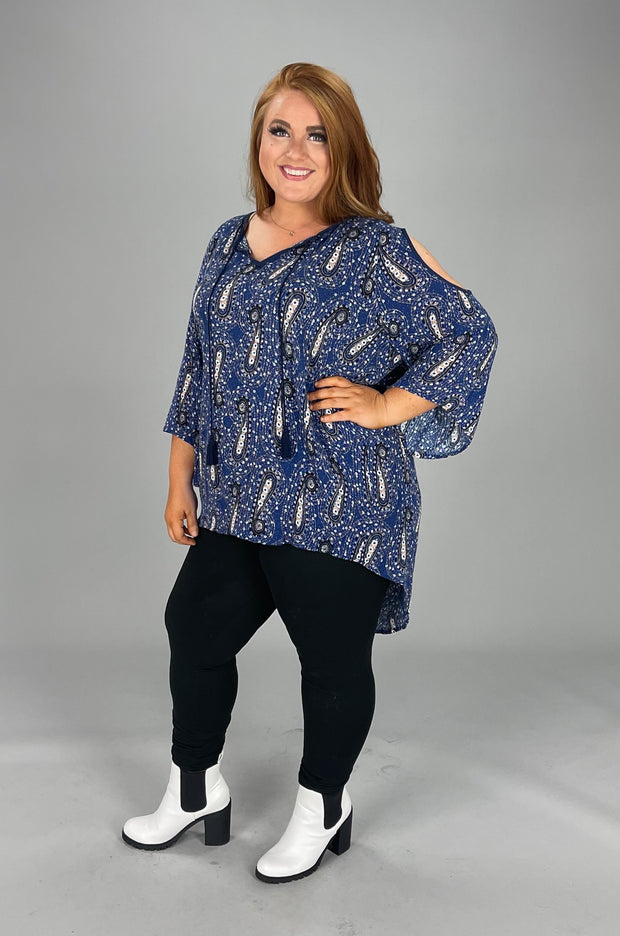 OS-A  M-109   {Nanette} Navy Paisley***FLASH SALE*** Top Retail 42.50 PLUS SIZE 1X