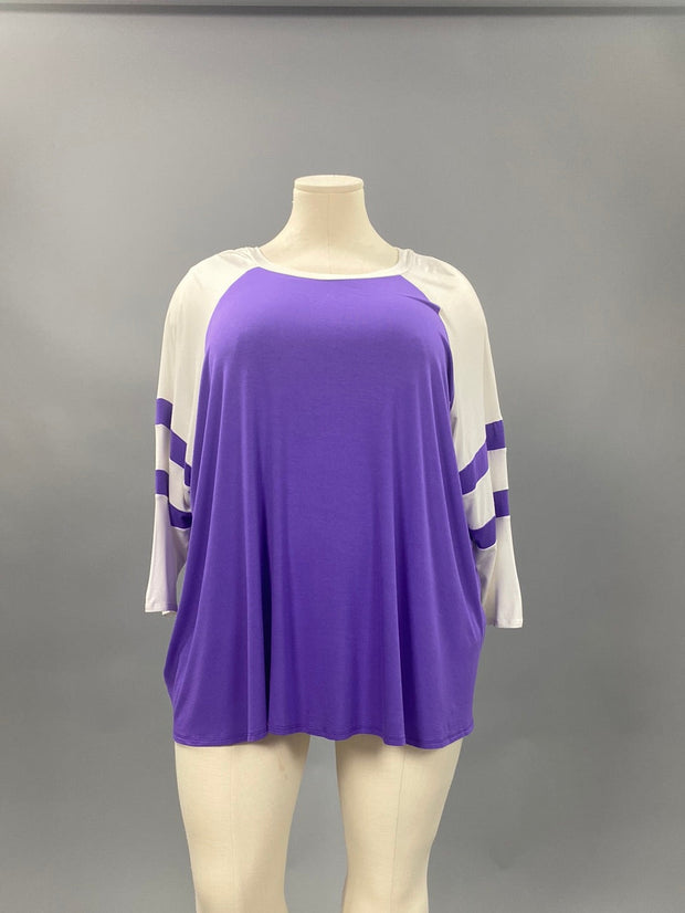 87 CP-C {All The Way Around} Purple Raglan Sleeve Tunic CURVY BRAND!!!  EXTENDED PLUS SIZE XL 2X 3X 4X 5X 6X